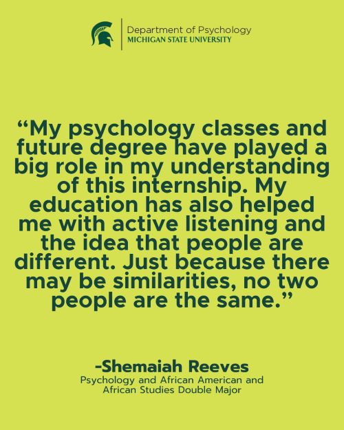 A quote from Shemaiah Reeves about how her education prepared her for her internship.